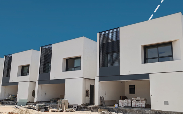 Modern buildings under construction